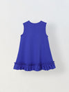Spunkies Blue Girls Crochet Floral Round Neck Sleeveless A-Line Dress