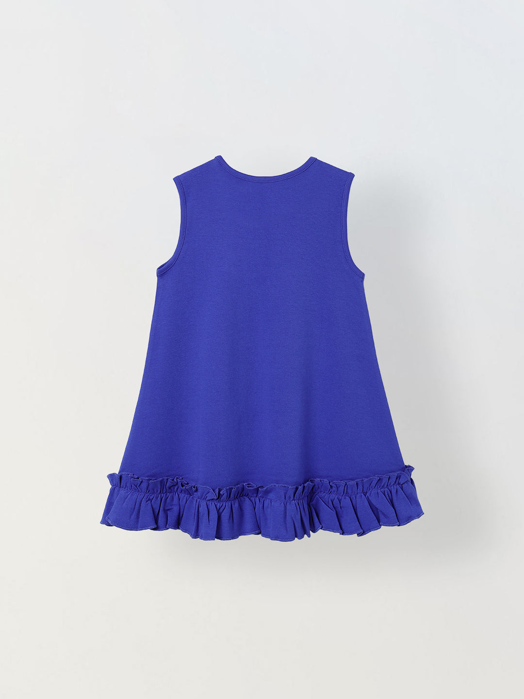 Spunkies Blue Girls Crochet Floral Round Neck Sleeveless A-Line Dress