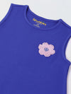Spunkies Blue Girls Crochet Floral Round Neck Sleeveless A-Line Dress