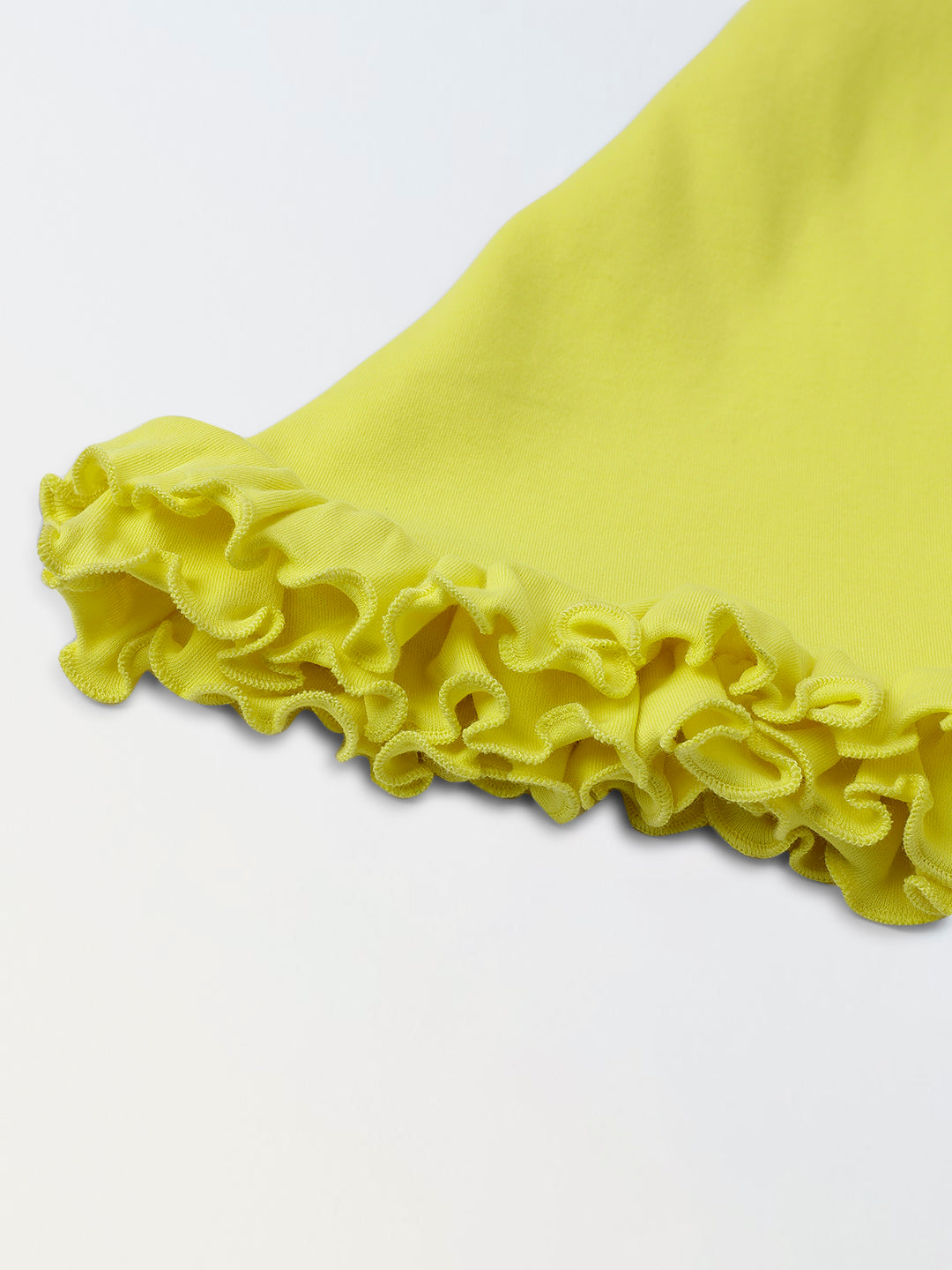 Lime Yellow Cotton Sleeveless Ruffle Hem Dress