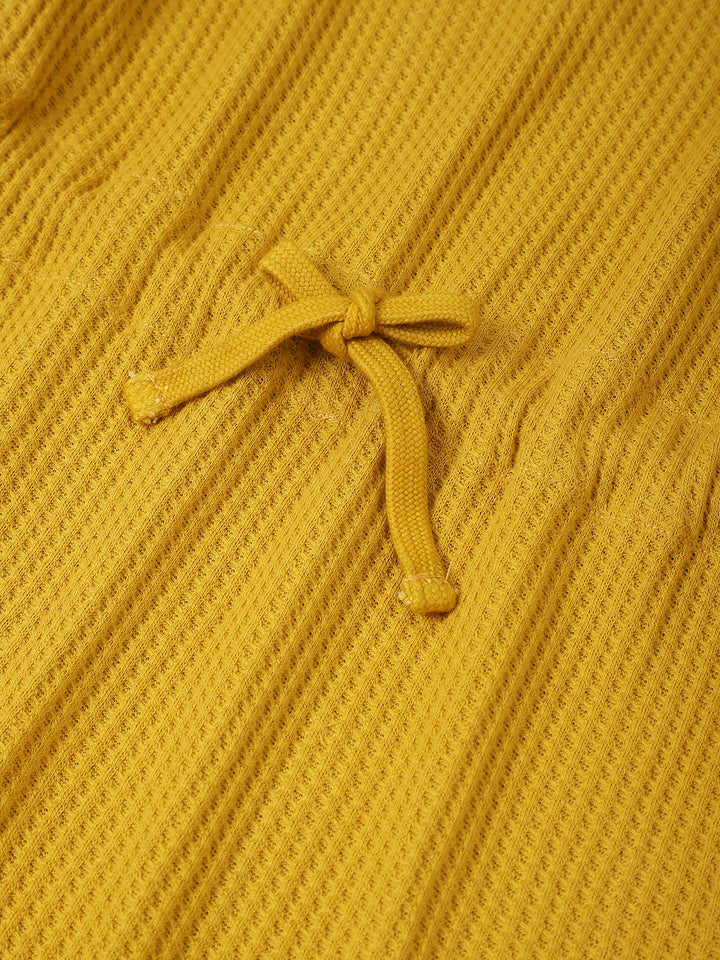 Girls' Mustard Yellow Cozy Knit Dress with Adjustable Waist