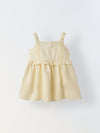 Infant Girls' Soft Yellow Peplum Cotton Linen Dress