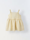 Infant Girls' Soft Yellow Peplum Cotton Linen Dress