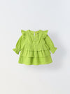 Infant Lime Cotton Round Neck Dress for Girls