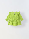Infant Lime Cotton Round Neck Dress for Girls