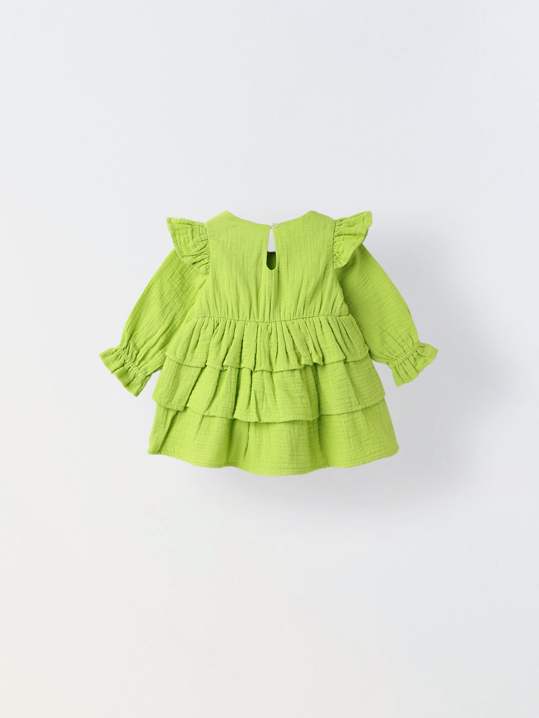 Infant Lime Cotton Round Neck Dress for Girls