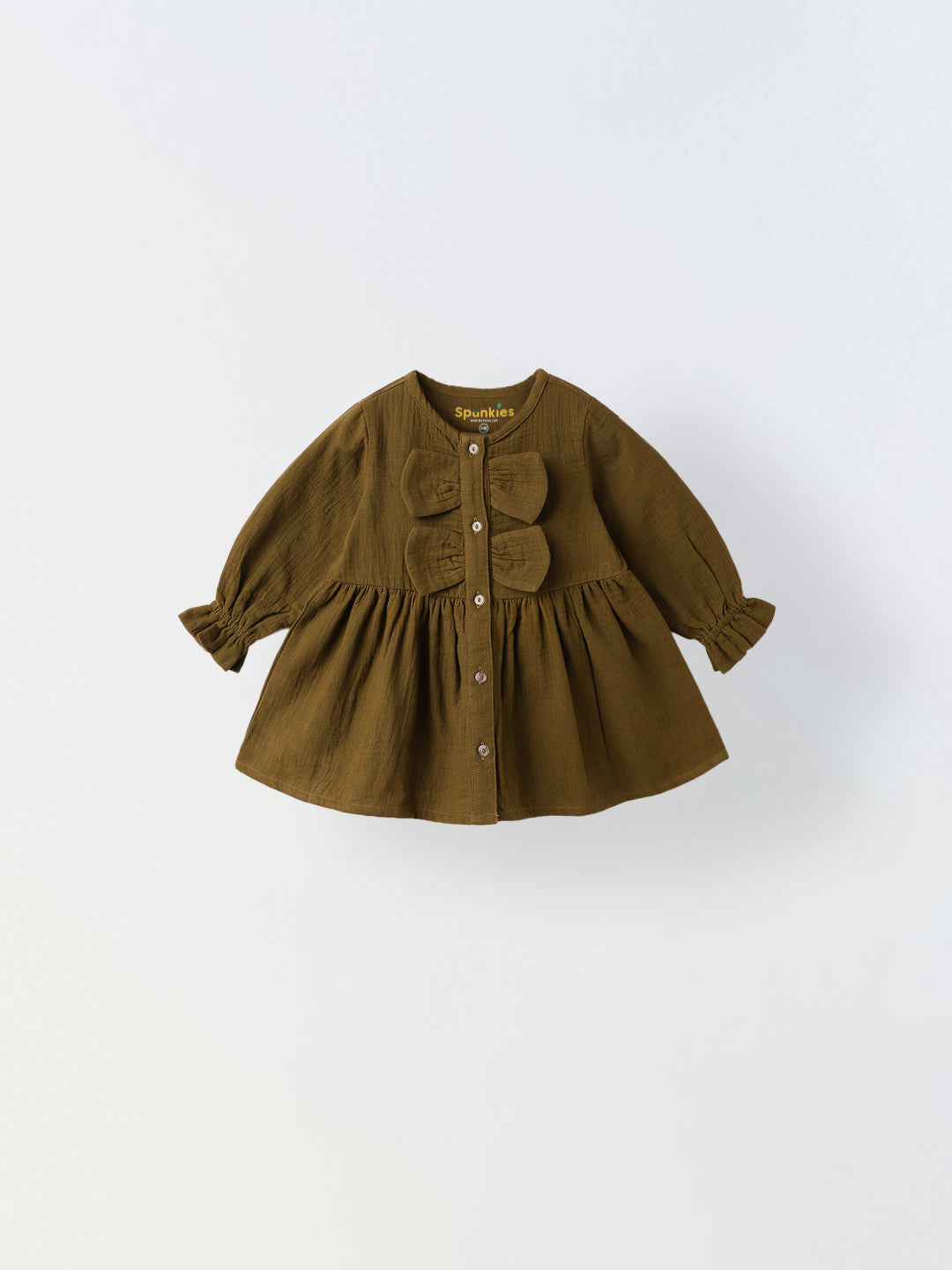 Brown Bow Cotton Gauze Dress