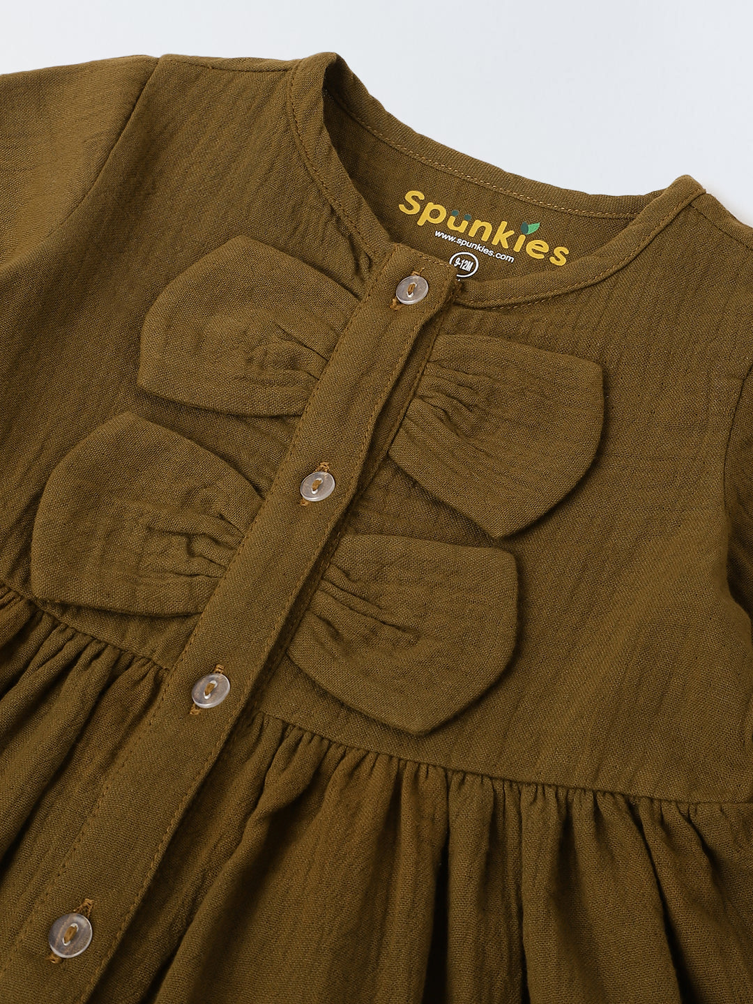 Brown Bow Cotton Gauze Dress