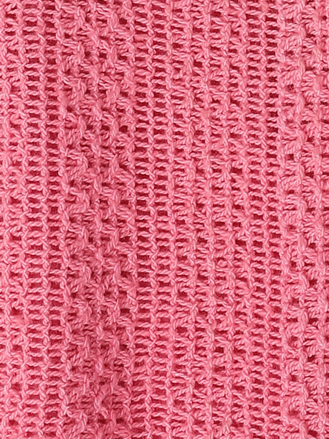 Infant Girls' Pink Crochet Cotton Ruffled Sleeve Romper