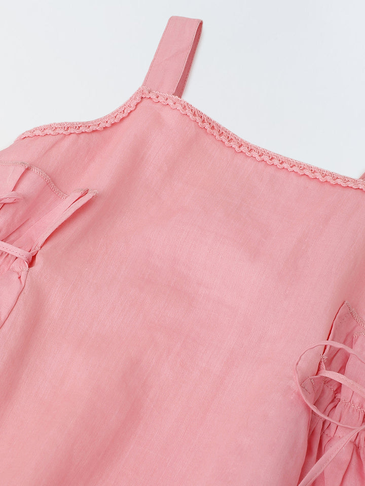 Infant Girls' Pink Sleeveless Bow-Tie Cotton Dress