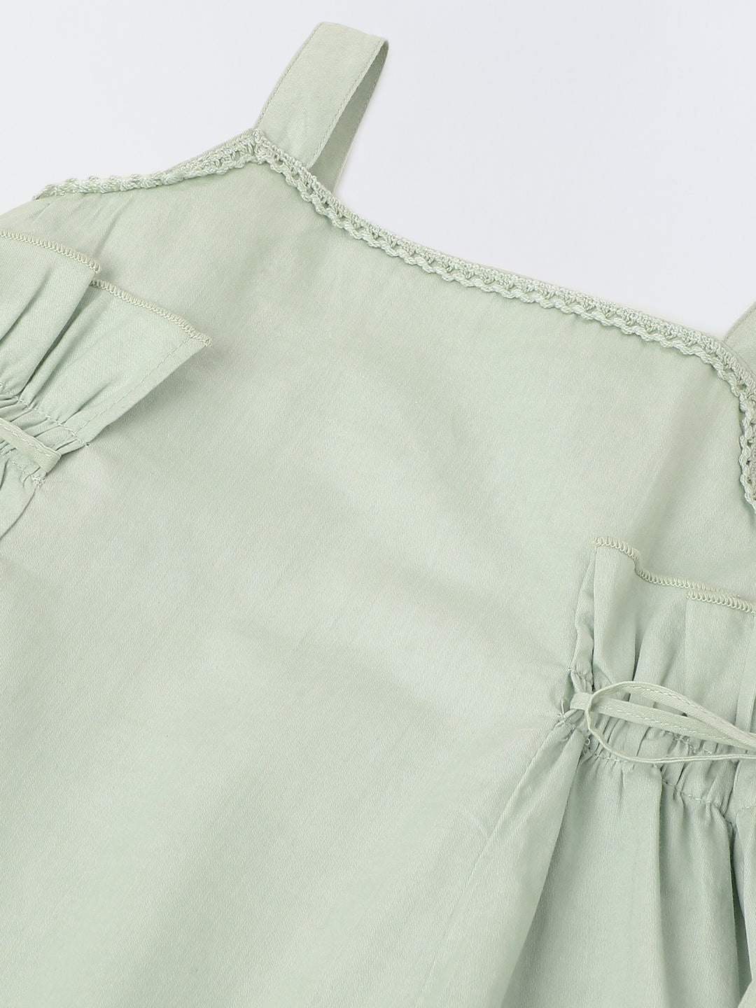 Infant Girls' Green Sleeveless Bow-Tie Cotton Dress