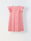 Pink Cotton Schiffli Dress For Girls