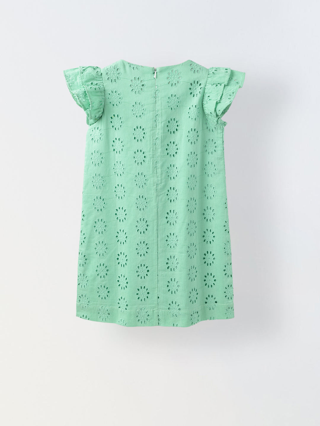 Green Cotton Schiffli Dress For Girls Spunkies Green Cotton Schiffli Dress For Girls Spunkies