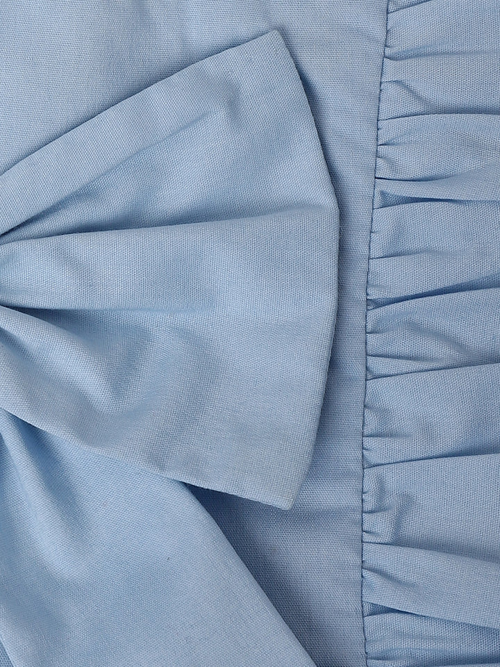 Infant Girls' Blue Ruffled Sleeve Cotton Dress