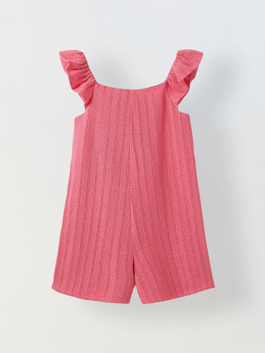 Pink Crochet Round Neck Jumpsuit For Girls