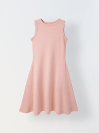 Girls Pink Cotton Round Neck A-line Dress