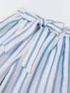 White/Blue Cotton Square Neck Stripe Co-Ord For  Girls