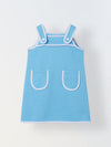 Spunkies Blue Girls Solid Square Neck Sleeveless A-Line Dress