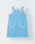 Spunkies Blue Girls Solid Square Neck Sleeveless A-Line Dress