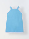Spunkies Blue Girls Solid Square Neck Sleeveless A-Line Dress