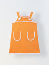 Spunkies Orange Girls Solid Square Neck Sleeveless A-Line Dress