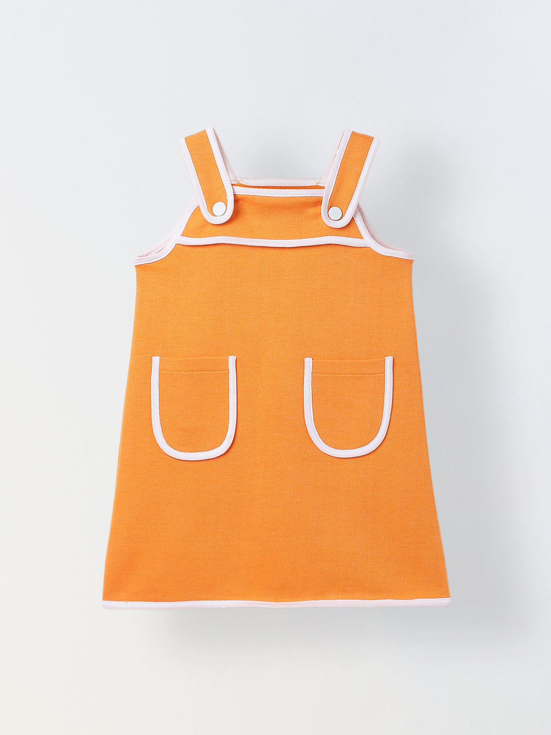Spunkies Orange Girls Solid Square Neck Sleeveless A-Line Dress