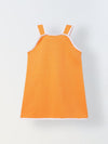 Spunkies Orange Girls Solid Square Neck Sleeveless A-Line Dress