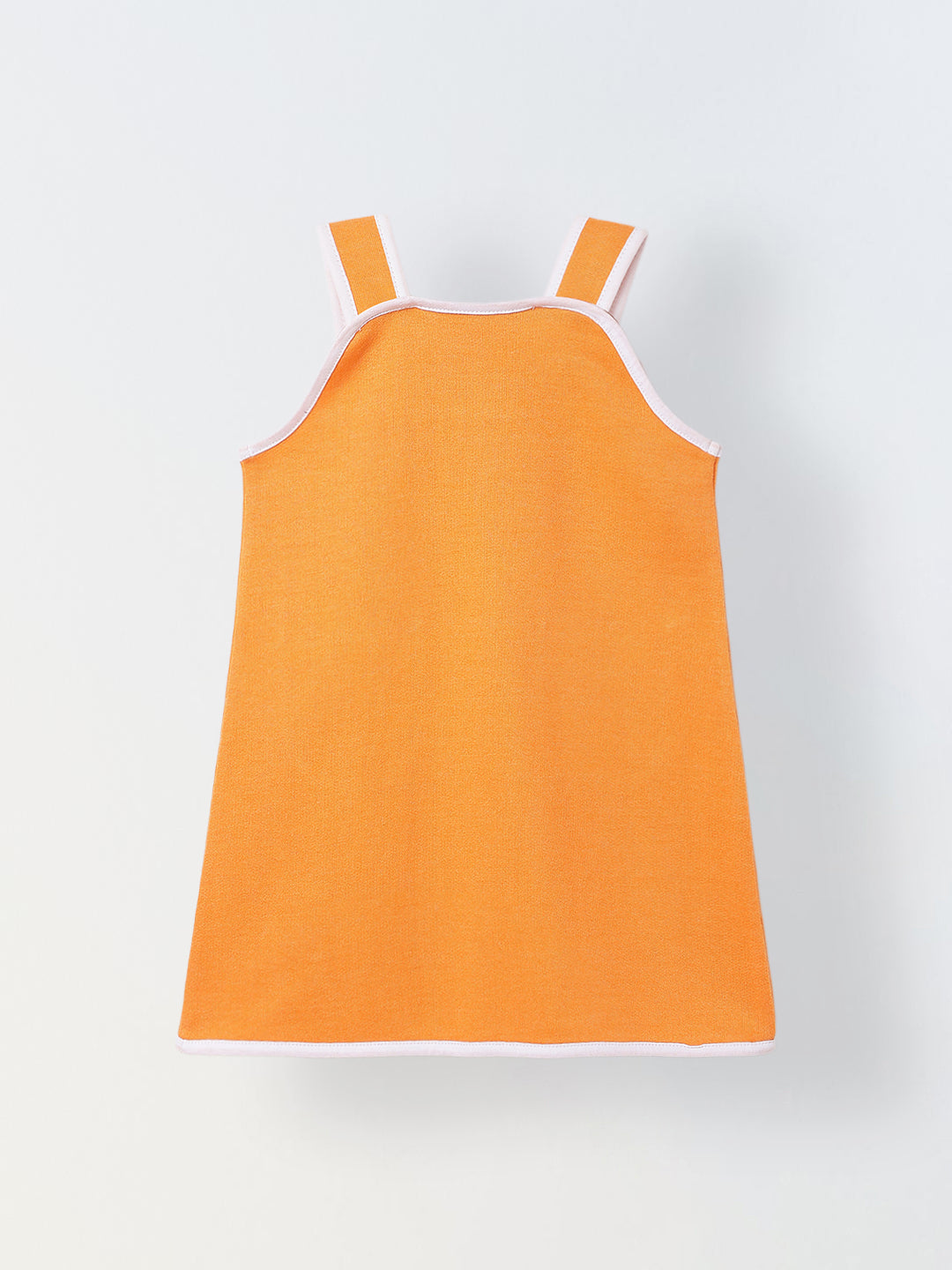 Spunkies Orange Girls Solid Square Neck Sleeveless A-Line Dress