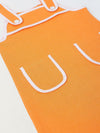Spunkies Orange Girls Solid Square Neck Sleeveless A-Line Dress