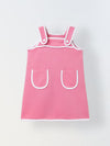 Spunkies Pink Girls Solid Square Neck Sleeveless A-Line Dress