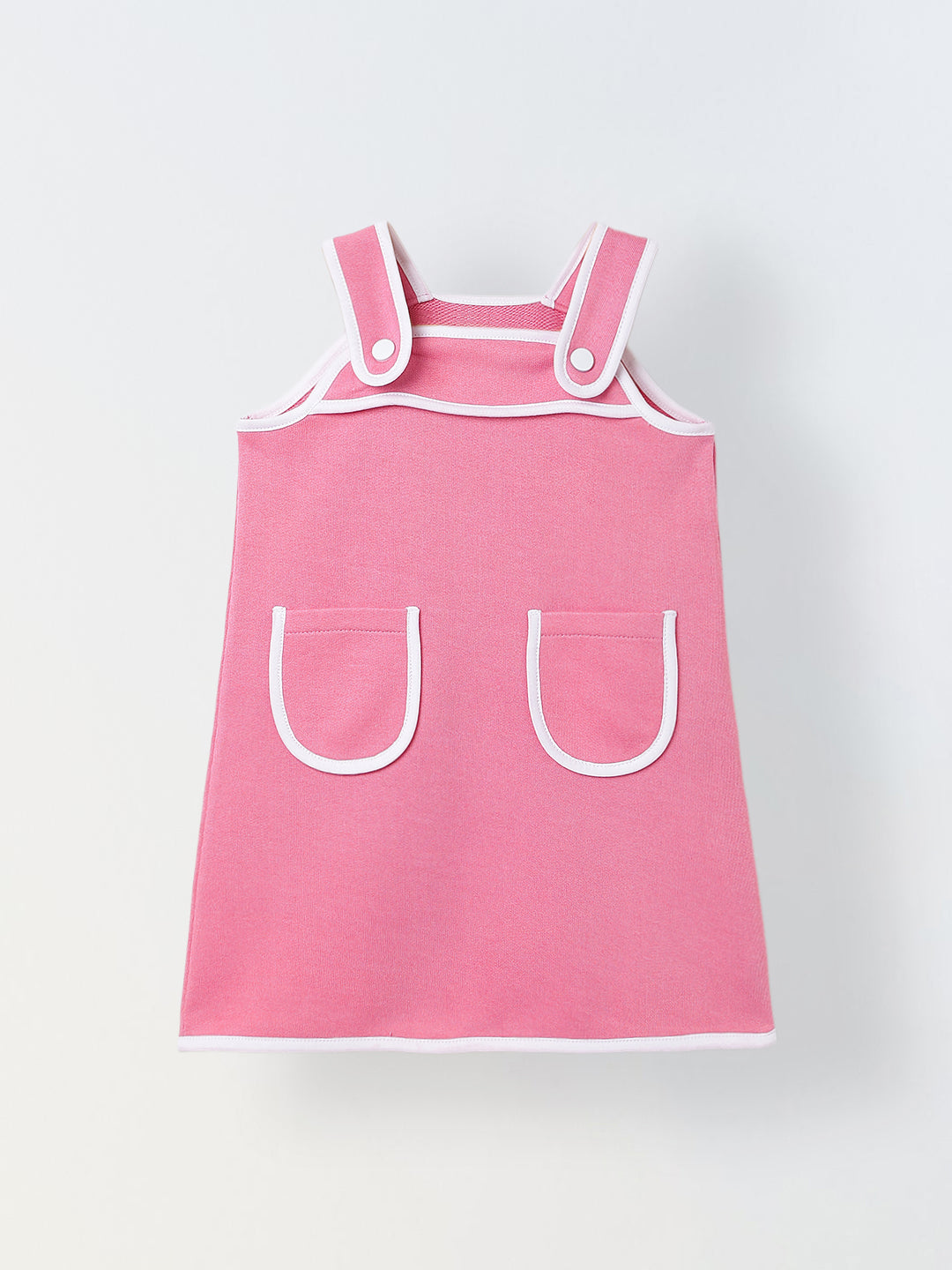 Spunkies Pink Girls Solid Square Neck Sleeveless A-Line Dress