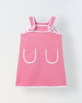 Spunkies Pink Girls Solid Square Neck Sleeveless A-Line Dress