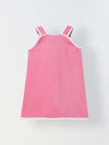 Spunkies Pink Girls Solid Square Neck Sleeveless A-Line Dress