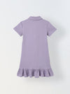Spunkies Purple Girls Solid Collared Short Sleeves T-Shirt Dress