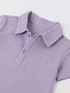 Spunkies Purple Girls Solid Collared Short Sleeves T-Shirt Dress