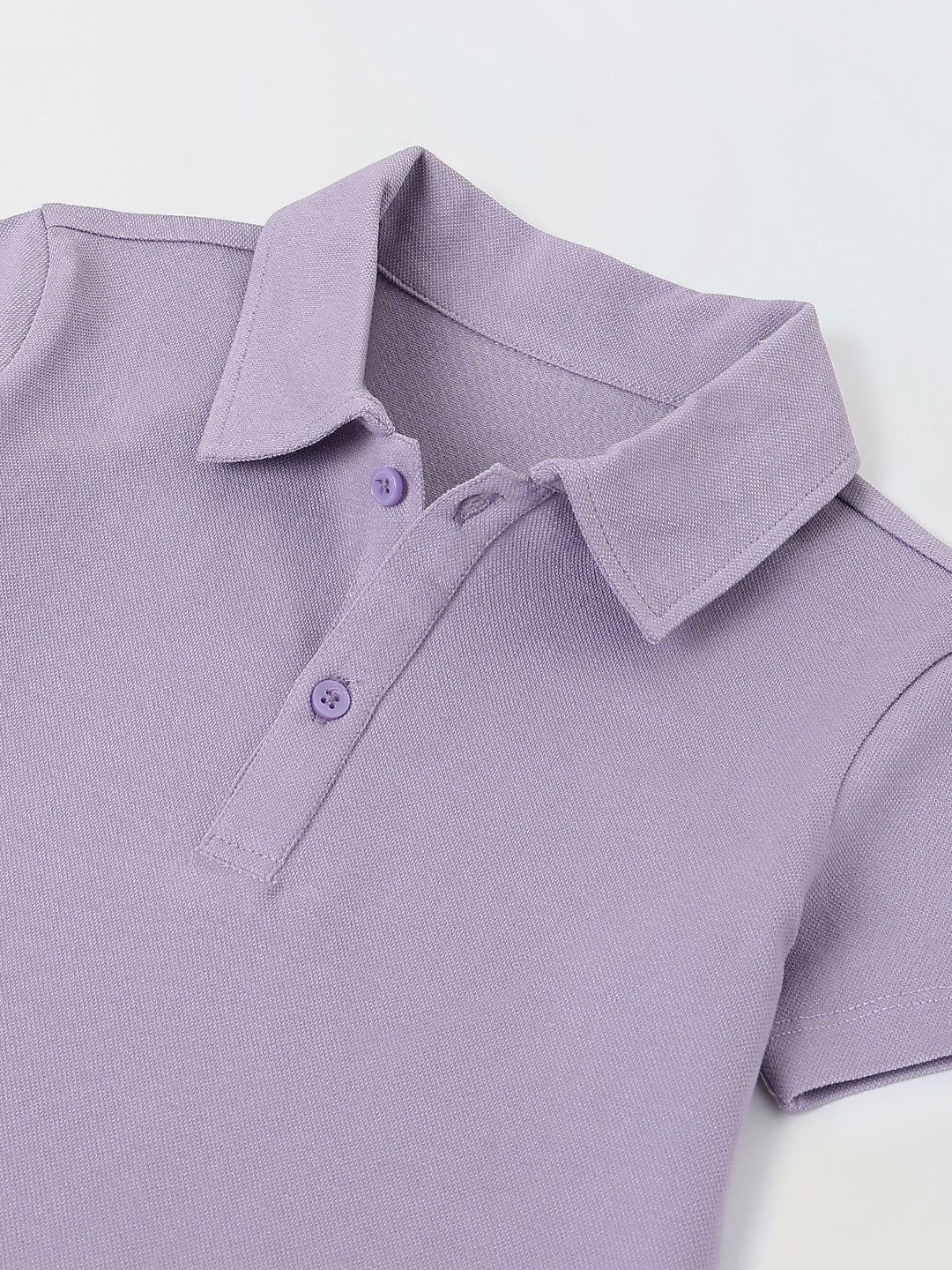 Spunkies Purple Girls Solid Collared Short Sleeves T-Shirt Dress