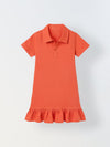 Spunkies Red Girls Solid Collared Short Sleeves T-Shirt Dress