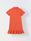 Spunkies Red Girls Solid Collared Short Sleeves T-Shirt Dress