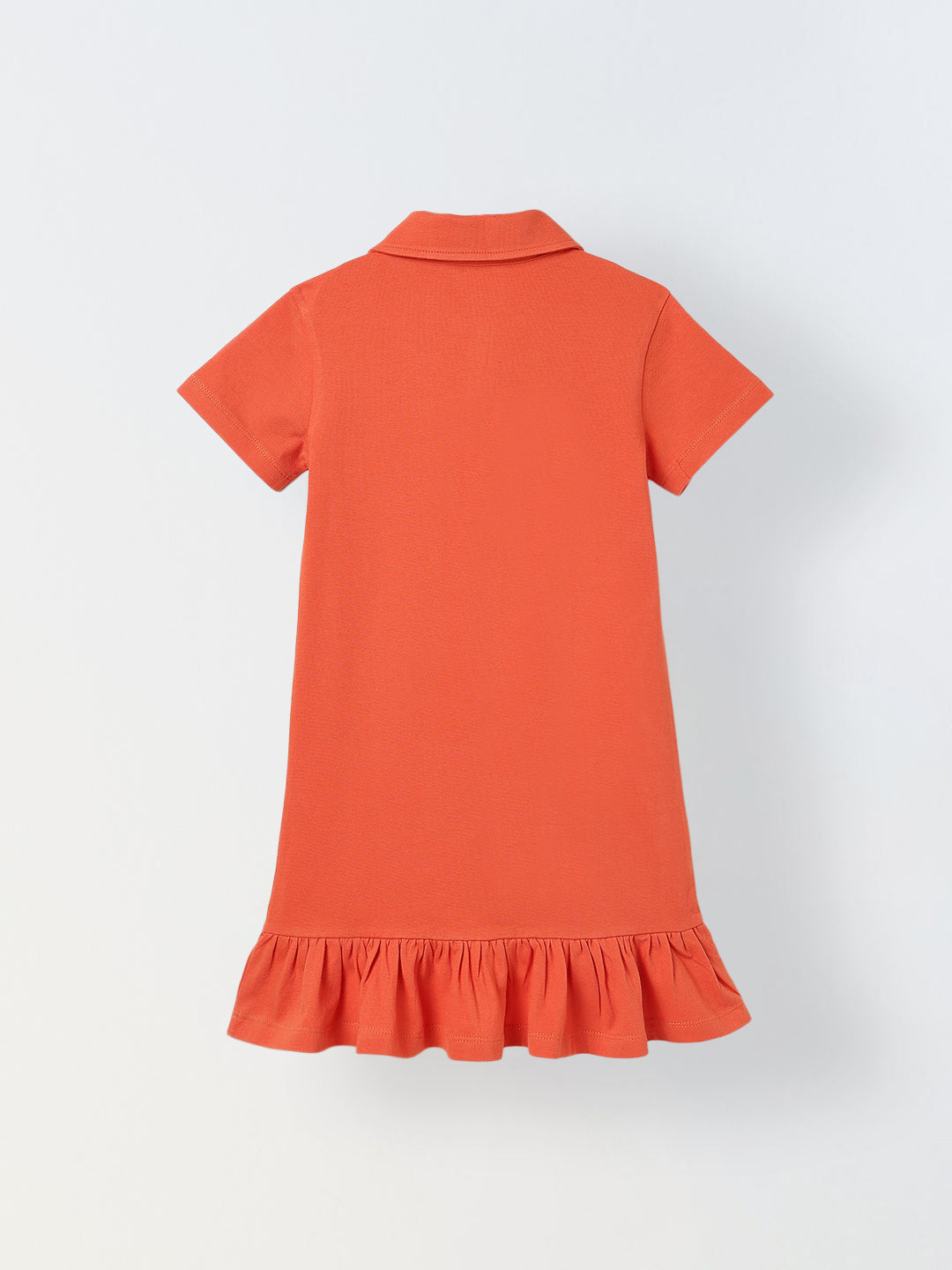 Spunkies Red Girls Solid Collared Short Sleeves T-Shirt Dress