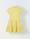 Spunkies Yellow Girls Solid Collared Short Sleeves Tiered Dress