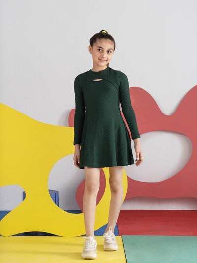 Jacquard G-Knit Green Dress