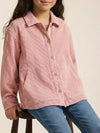 Girls Pink Rib Texture Corduroy Jacket with Dual Packet