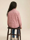 Girls Pink Rib Texture Corduroy Jacket with Dual Packet
