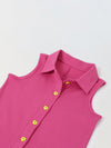 Spunkies Pink Girls Color-Blocked Spread Collar Sleeveless Jumpsuit