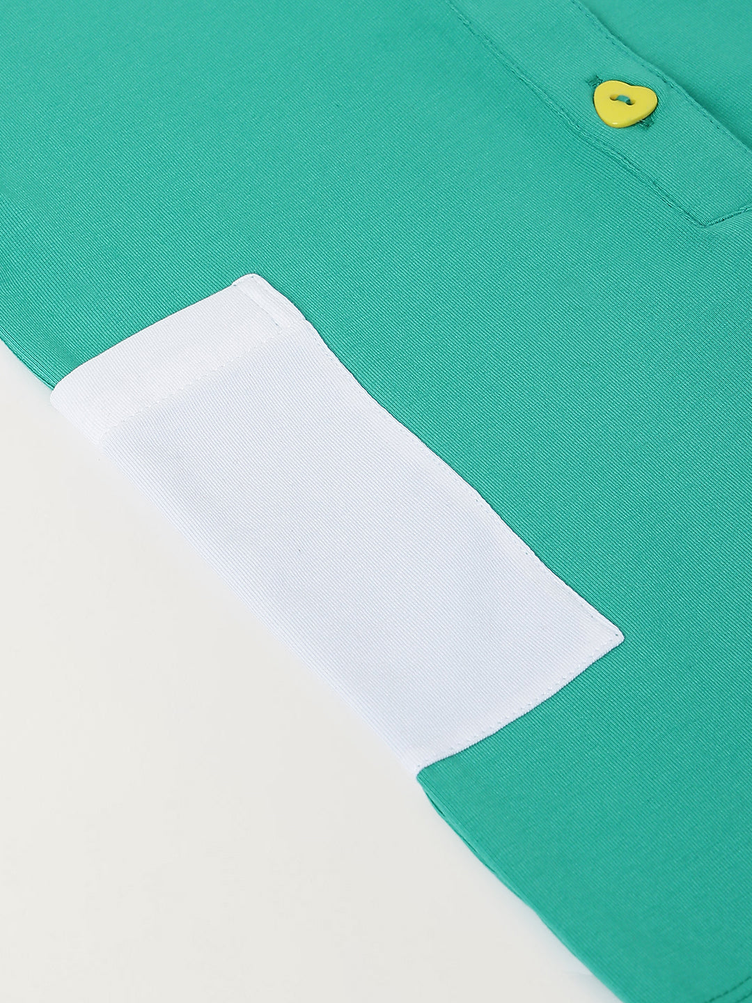 Spunkies Green Girls Color-Blocked Spread Collar Sleeveless Romper