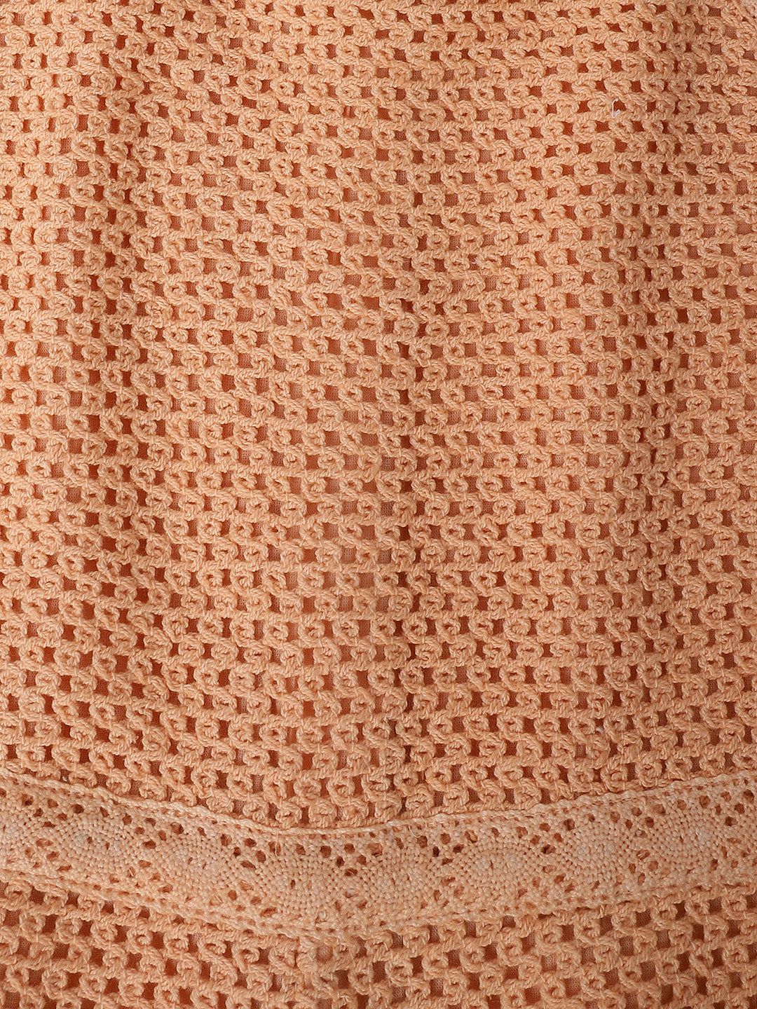 Girls Peach Crochet  Sleeveless Jumpsuit