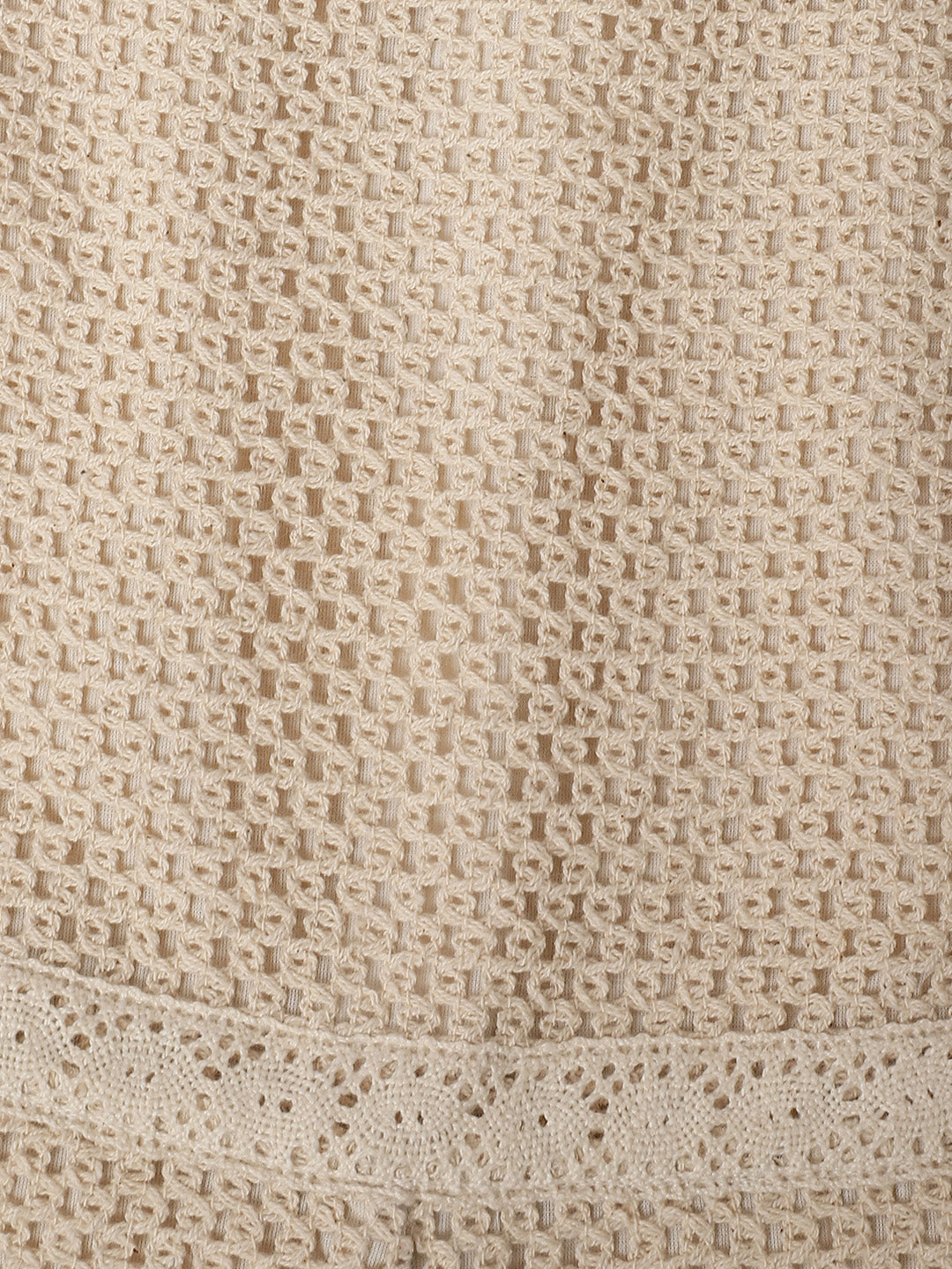 Girls Beige Crochet  Sleeveless Jumpsuit