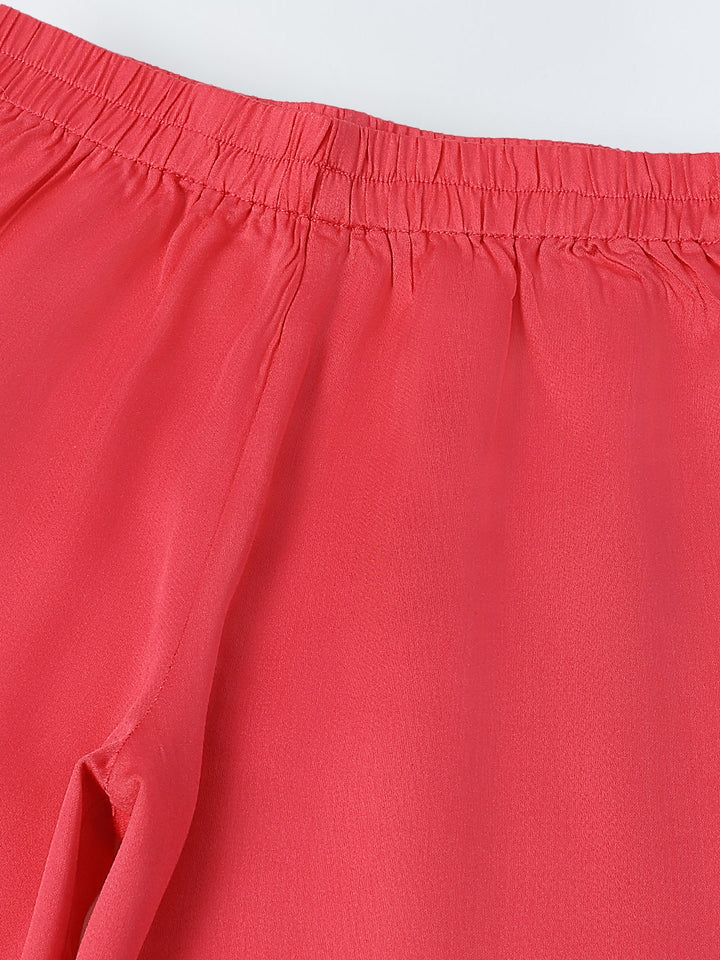 Girl Pink Round Neck Emblishment Ethnic set