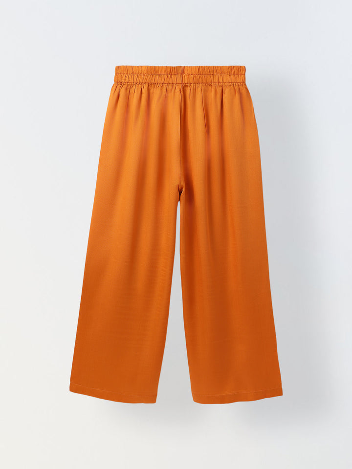 Girl Orange Round Neck Emblishment Ethnic set