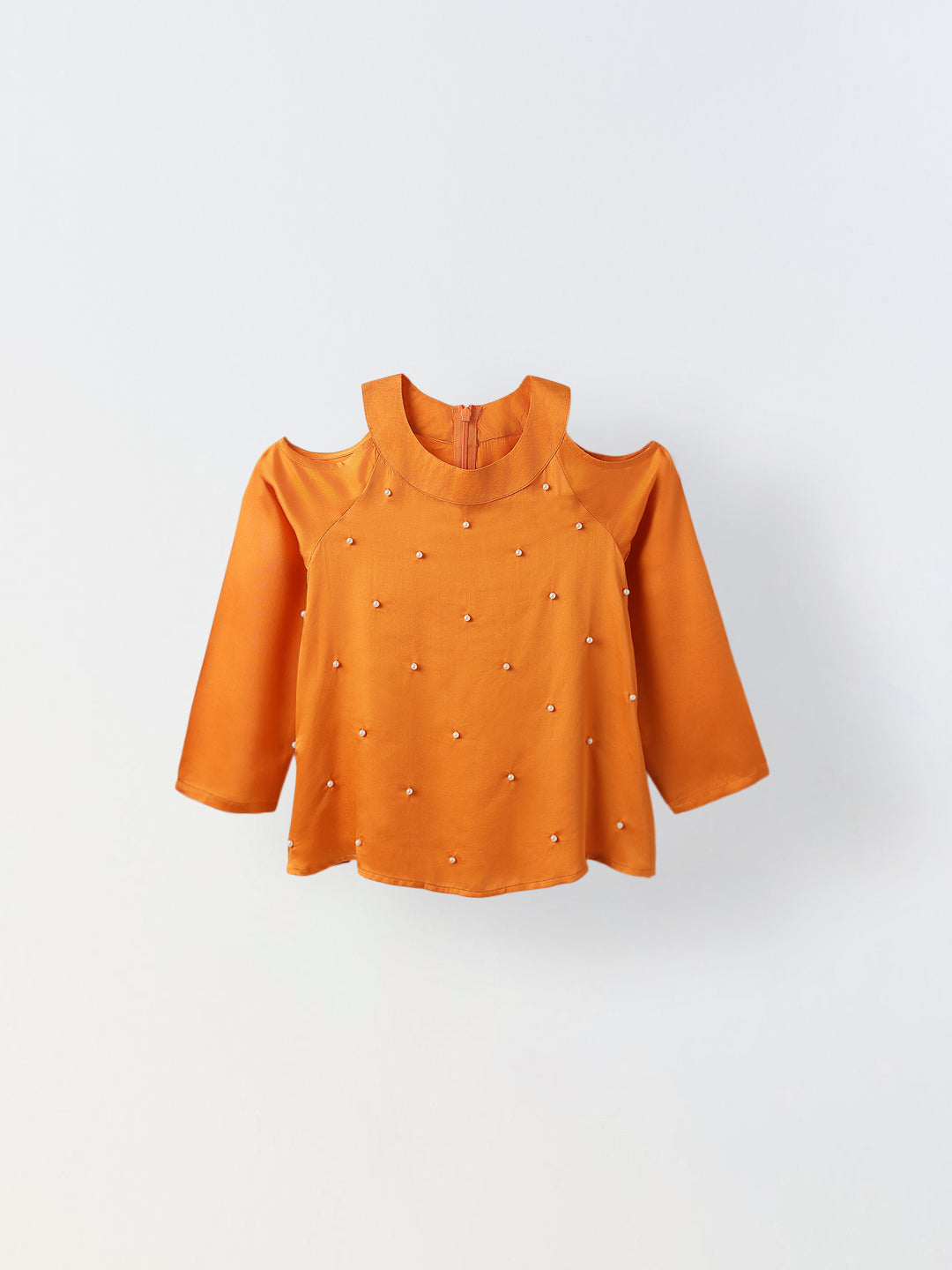 Girl Orange Round Neck Emblishment Ethnic set